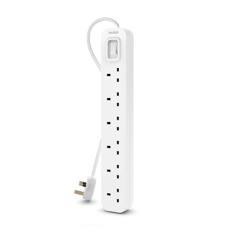 Belkin 6 Socket Power Extension With 3M Cable UK Plug - White - كابل